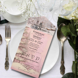 Rosa Pink Winter Schneegebiet Pine Tree Weihnachts All In One Einladung