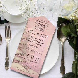 Rosa Pink Winter Szene Schnee Pine Tree Weihnachte All In One Einladung