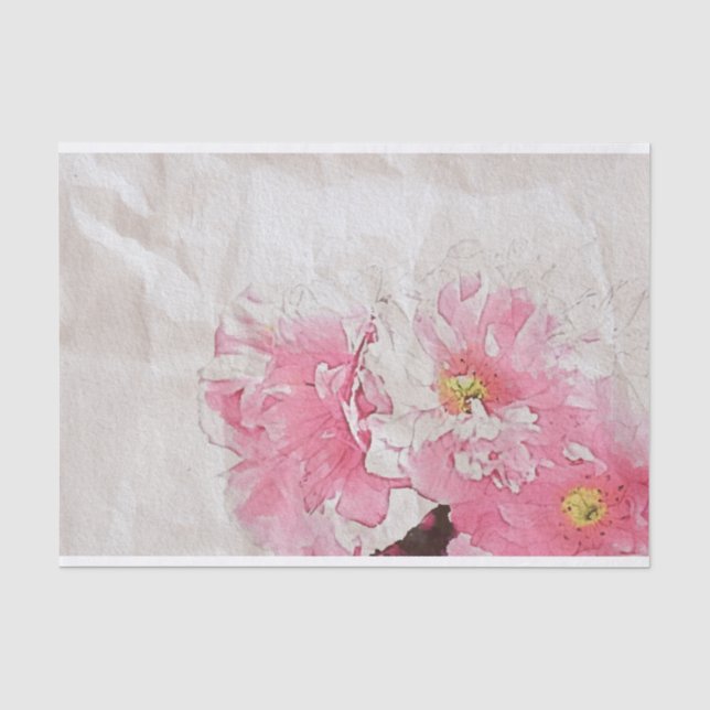Rosa Pinkerblüten auf altem Papier (Vorderseite)