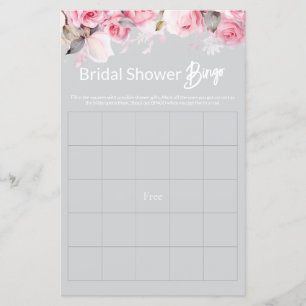 Rosa-pinkes Blumen-Bridal-Shower-Spiel BINGO