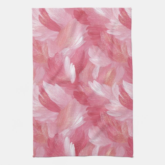 Rosa Pinselstrich Glitter Abstract Muster Geschirrtuch (Vertikal)