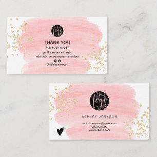 Rosa Pinselstrich Gold Glitzer Logo-Bestellung Vie Visitenkarte