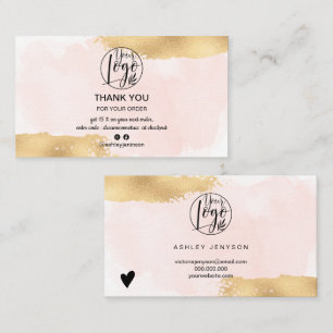 Rosa Pinselstrich Gold Pinsel Logo Ordnung danke Visitenkarte