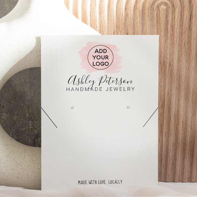 Rosa Pinselstrich Logo Schmuck Ohrring Halskette Visitenkarte (Von Creator hochgeladen)