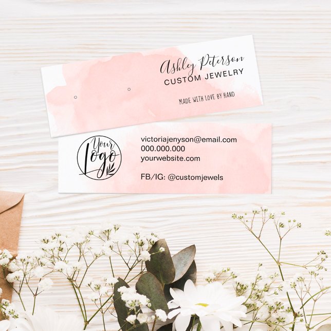 Rosa Pinselstrich Schmuck Ohrring-Anzeige Mini Visitenkarte (Von Creator hochgeladen)