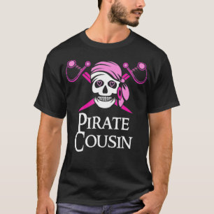 Rosa Piratenflagge Cousin Skull und Crossbones T-Shirt