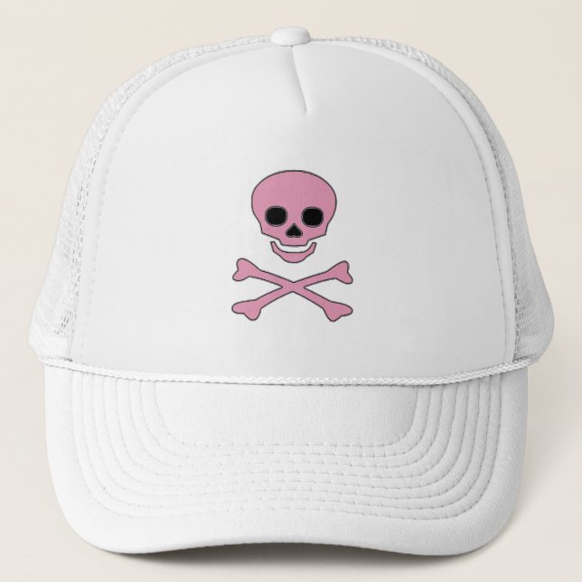 Rosa Piratenflagge-Piraten-Kappe Truckerkappe (Vorderseite)