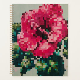 Rosa Pixel-Blumenillustration Planer