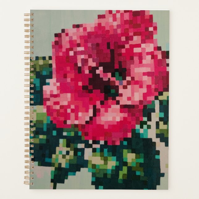 Rosa Pixel-Blumenillustration Planer (Vorderseite)
