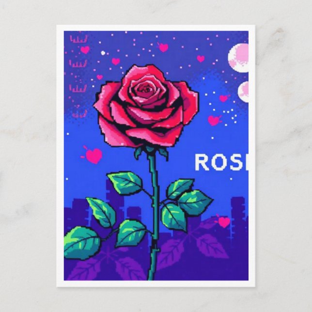 Rosa pixelada estilo retro postkarte (Vorderseite)