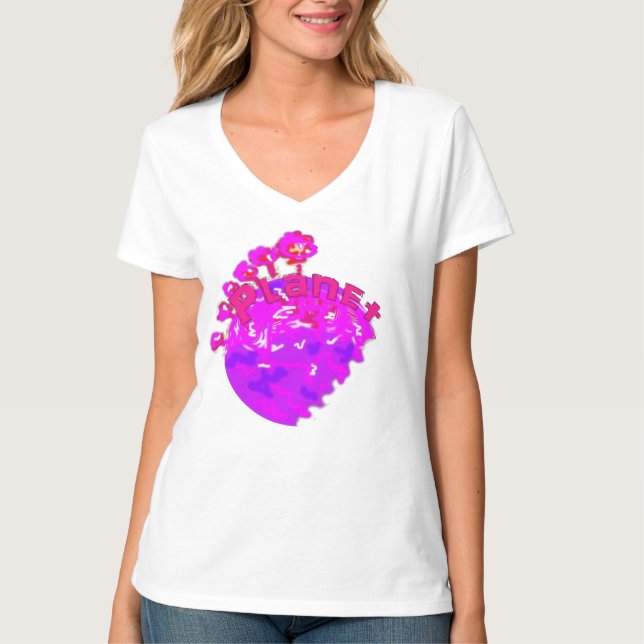 Rosa Planet T-Shirt (Vorderseite)