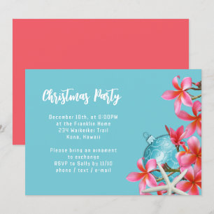 Rosa Plumeria-Blumen-Weihnachtsfeier-Einladung Einladung