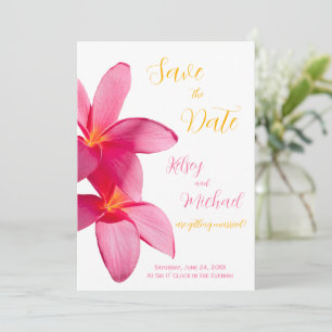 Rosa Plumeria-Blüten, Tropisch, Florale Hochzeit Einladung