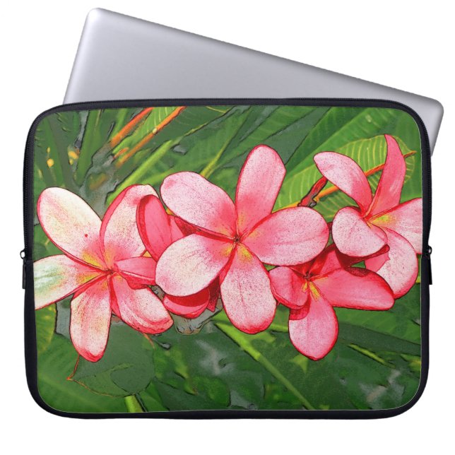 Rosa Plumerias Laptopschutzhülle (Vorderseite)
