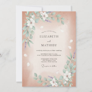 Rosa Poetische Wiese Hochzeit Einladung