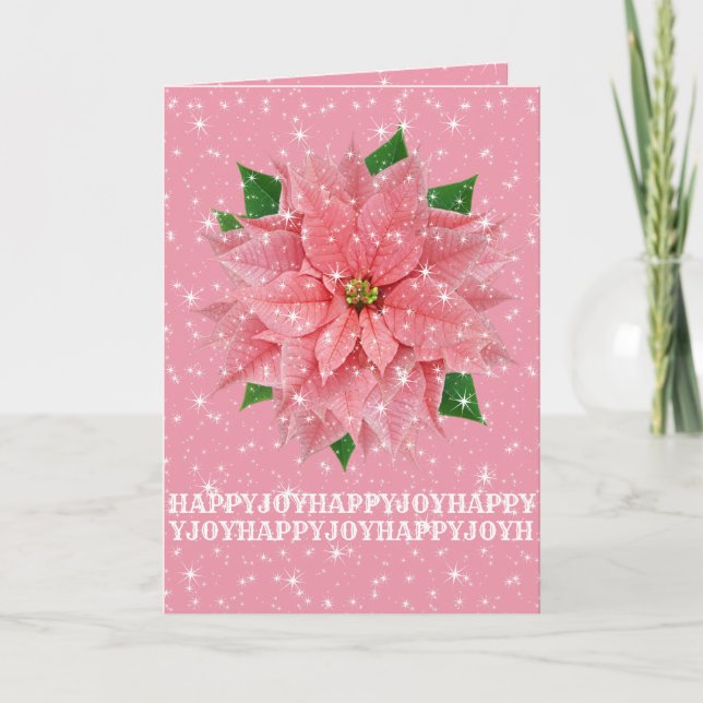 Rosa Poinsettia-kundenspezifischer Karte (Vorderseite)