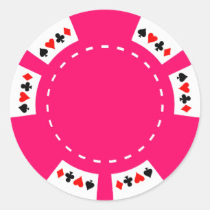 Rosa Poker und Gaming-Chip Runder Aufkleber