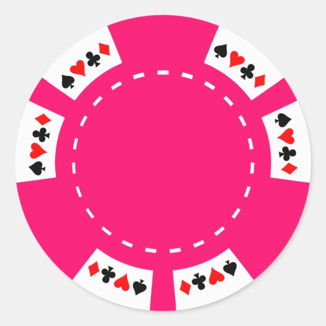 Rosa Poker und Gaming-Chip Runder Aufkleber (Vorderseite)