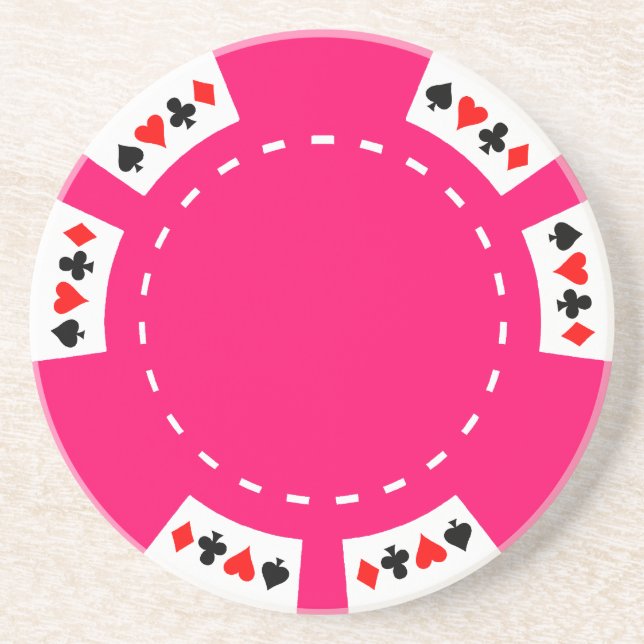Rosa Poker-und Spiel-Chip Sandstein Untersetzer (Vorne)