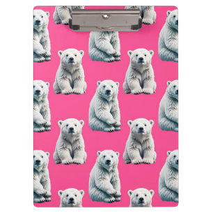 Rosa Polarbär-Musterdesign Klemmbrett
