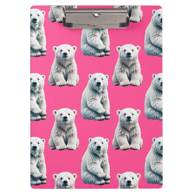 Rosa Polarbär-Musterdesign  Klemmbrett (Vorderseite)