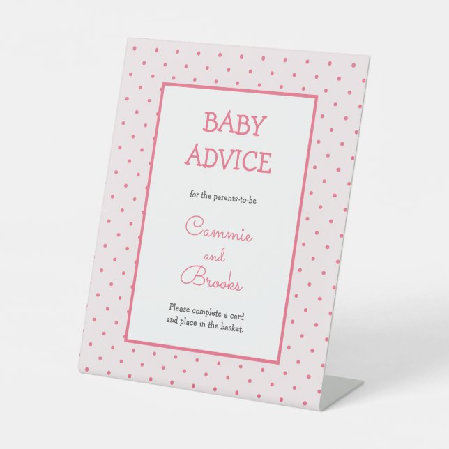 Rosa Polka Dot Babyratenschild Sockelschild (Vorderseite)