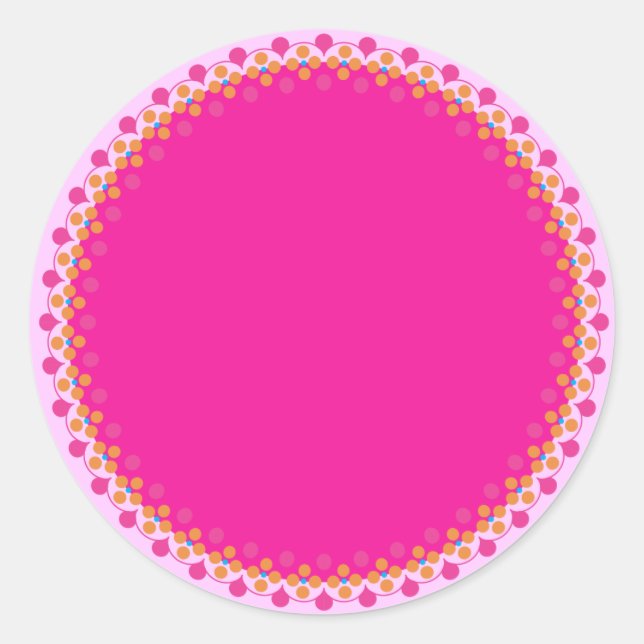 Rosa Polka-Grenzblende Bezeichnung Runder Aufkleber (Vorderseite)