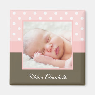 Rosa Polka-Punkt-Baby-Foto-Rahmen Magnet