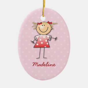 Rosa Polka Punkt für Madeline Keramik Ornament