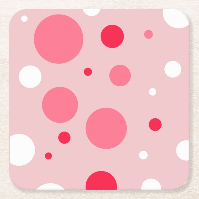 Rosa Polka-Punkt-Untersetzer Rechteckiger Pappuntersetzer (Vorderseite)