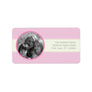 Rosa Polka-Punkt-weißer Streifen-kundenspezifisch Adressaufkleber