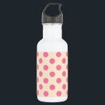 Rosa Polka-Punkte auf Sahne Edelstahlflasche<br><div class="desc">Rosa Polka-Punkte auf Sahne</div>