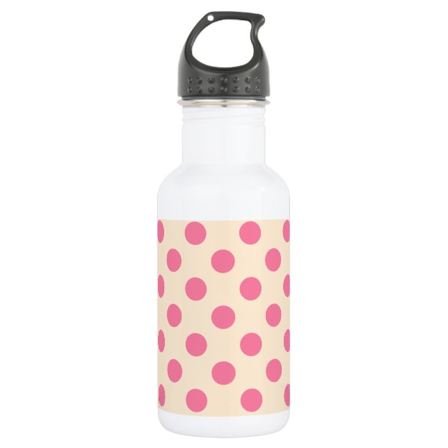 Rosa Polka-Punkte auf Sahne Edelstahlflasche (Vorderseite)