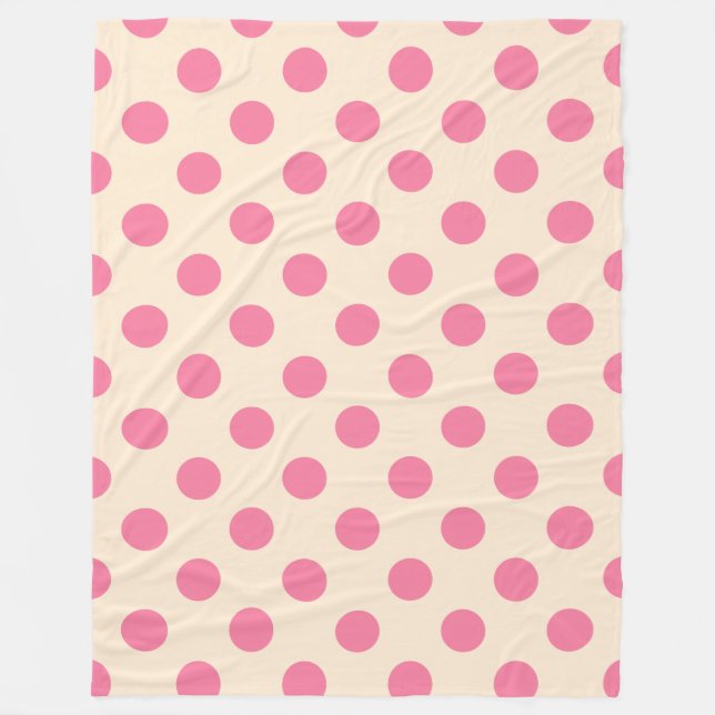 Rosa Polka-Punkte auf Sahne Fleecedecke (Vorderseite)