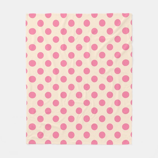 Rosa Polka-Punkte auf Sahne Fleecedecke (Vorderseite)