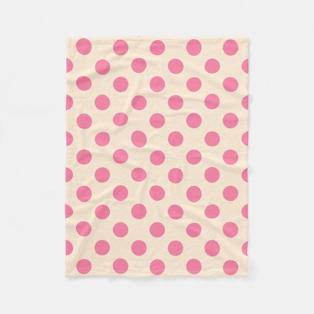 Rosa Polka-Punkte auf Sahne Fleecedecke (Vorderseite)