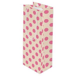 Rosa Polka-Punkte auf Sahne Geschenktüte Für Weinflaschen