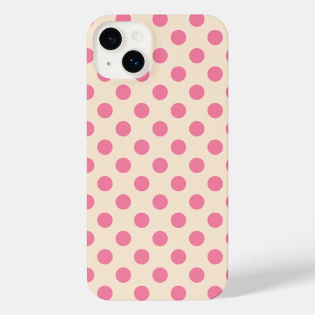 Rosa Polka-Punkte auf Sahne iPhone 14 Plus Hülle (Rückseite)