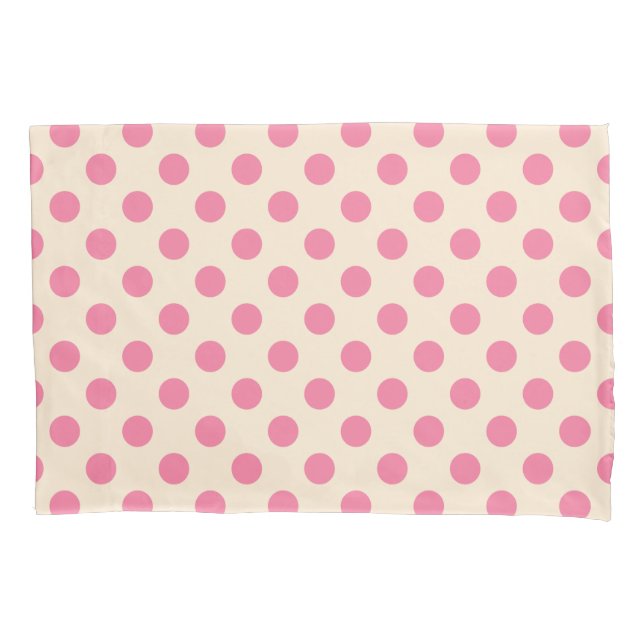 Rosa Polka-Punkte auf Sahne Kissenbezug (Vorderseite)