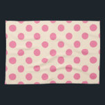 Rosa Polka-Punkte auf Sahne Küchentuch<br><div class="desc">Rosa Polka-Punkte auf Sahne</div>