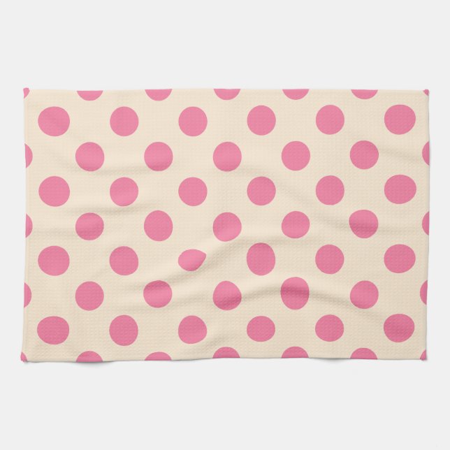Rosa Polka-Punkte auf Sahne Küchentuch (Horizontal)