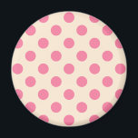 Rosa Polka-Punkte auf Sahne Magnet<br><div class="desc">Rosa Polka-Punkte auf Sahne</div>