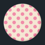 Rosa Polka-Punkte auf Sahne Magnet<br><div class="desc">Rosa Polka-Punkte auf Sahne</div>