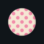 Rosa Polka-Punkte auf Sahne Magnet<br><div class="desc">Rosa Polka-Punkte auf Sahne</div>