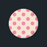 Rosa Polka-Punkte auf Sahne Magnet<br><div class="desc">Rosa Polka-Punkte auf Sahne</div>
