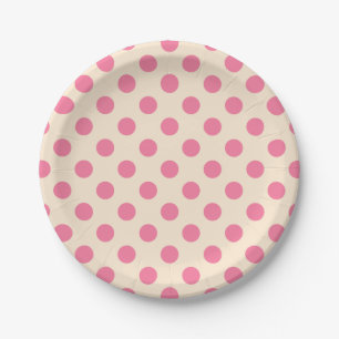 Rosa Polka-Punkte auf Sahne Pappteller