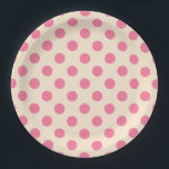Rosa Polka-Punkte auf Sahne Pappteller<br><div class="desc">Rosa Polka-Punkte auf Sahne</div>