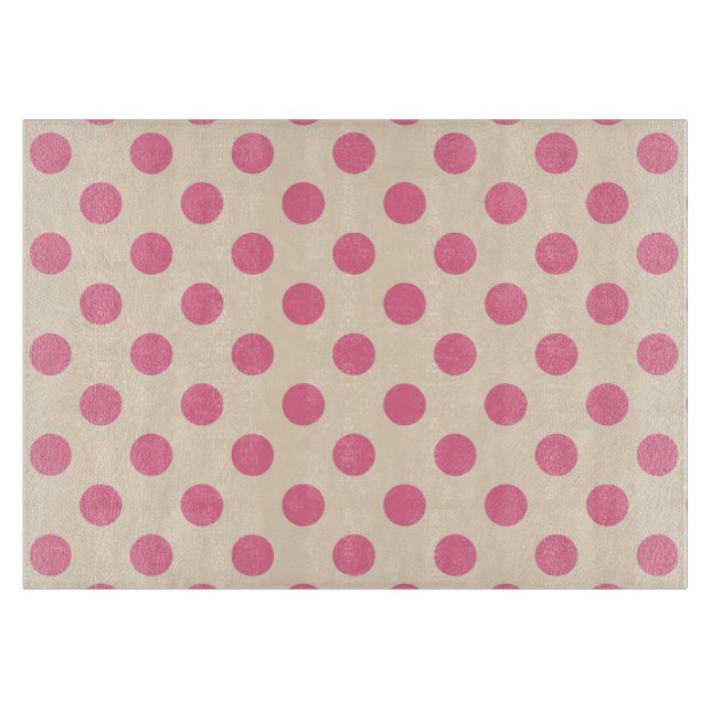 Rosa Polka-Punkte auf Sahne Schneidebrett (Vorderseite)