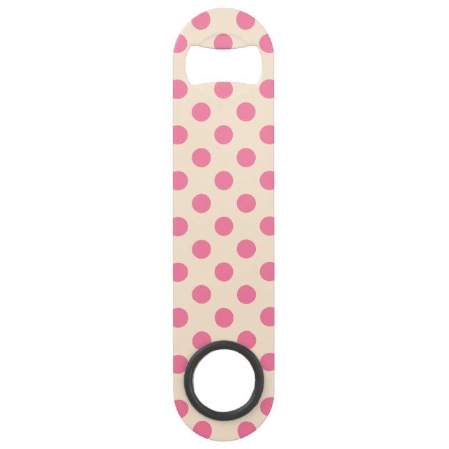Rosa Polka-Punkte auf Sahne Speed Flaschenöffner (Vorderseite)