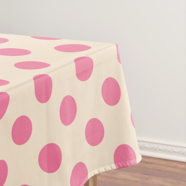 Rosa Polka-Punkte auf Sahne Tischdecke (Beispiel)